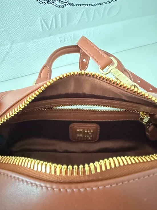 Miu Miu Cognac Matelassé Leather Satchel with Gold Hardware - Picture 6 of 6